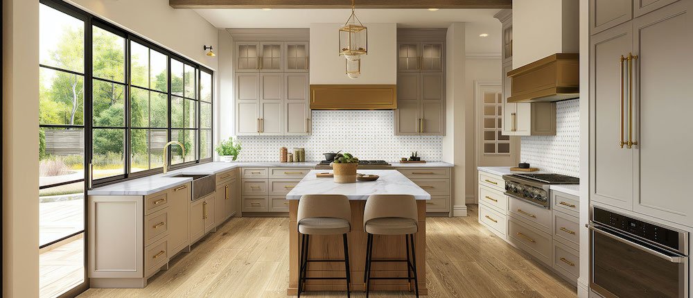 msi calacatta castana quartz in kitchen countertop